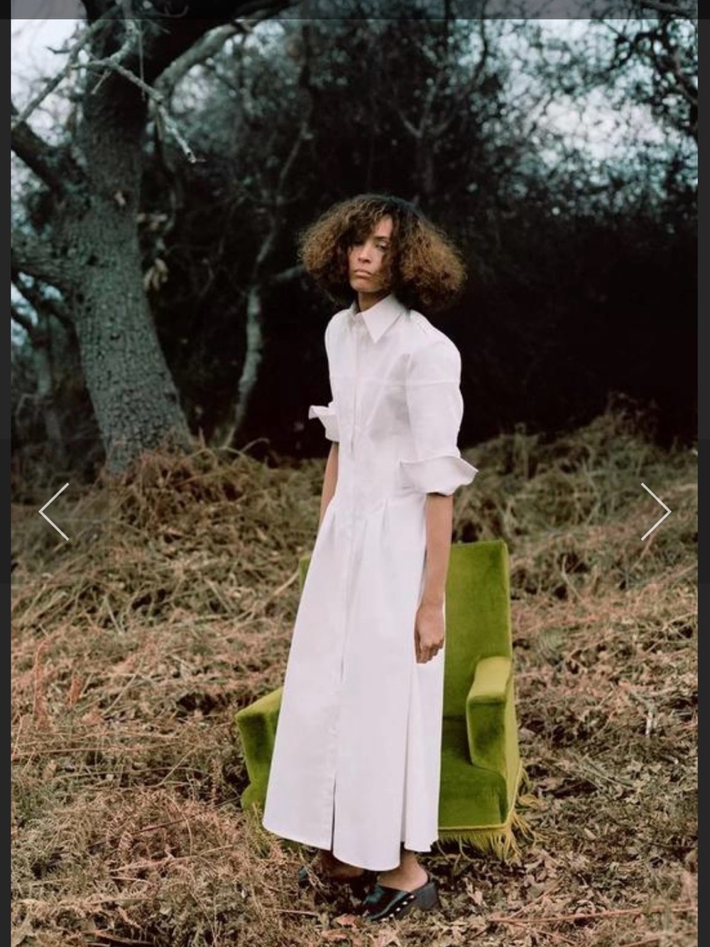 Zara White Midi Shirt Dress with Ruffled Sleeves